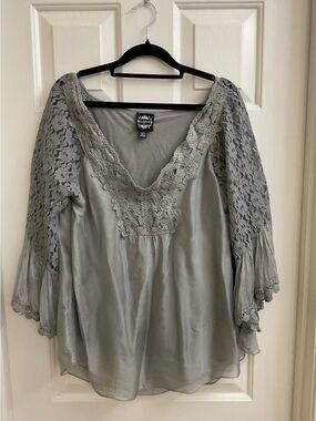 LE MARAIS PARIS Silk Crochet Blouse Size L